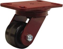 Hamilton - 3-1/4" Diam x 2" Wide x 5-1/4" OAH Top Plate Mount Swivel Caster - Phenolic, 700 Lb Capacity, Straight Roller Bearing, 4-1/2 x 6-1/2" Plate - Benchmark Tooling