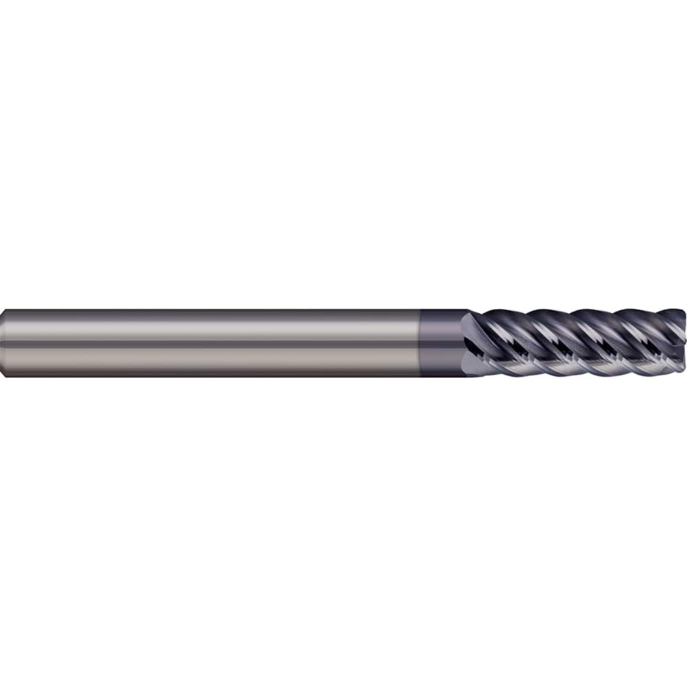 Corner Radius End Mill: 1″ Dia, 1-1/2″ LOC, 0.09″ Radius, 5 Flutes, Solid Carbide 4″ OAL, 1″ Shank Dia, 45 ° Helix, AlTiN Coated, Corner Radius End