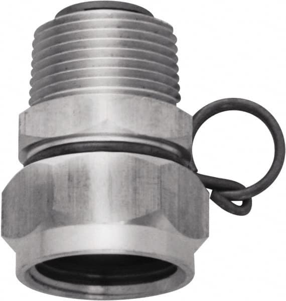 SANI-LAV - 1 Piece, 3/4 GHT & 3/4 GHT MNPT x FGHT, Stainless Steel Reusable Hose Male Swivel Fitting - 3/8" Hose ID x 1-1/4" Hose OD - Benchmark Tooling