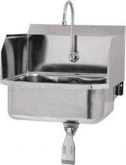 SANI-LAV - 17" Long x 14" Wide Inside, 1 Compartment, Grade 304 Stainless Steel Hands Free Hand Sink - 18 Gauge, 19" Long x 18" Wide x 21" High Outside, 7" Deep - Benchmark Tooling