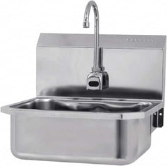 SANI-LAV - 17" Long x 14" Wide Inside, 1 Compartment, Grade 304 Stainless Steel Hands Free Hand Sink - 18 Gauge, 19" Long x 18" Wide x 21" High Outside, 7" Deep - Benchmark Tooling