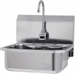 SANI-LAV - 17" Long x 14" Wide Inside, 1 Compartment, Grade 304 Stainless Steel Hands Free Hand Sink - 18 Gauge, 19" Long x 18" Wide x 21" High Outside, 7" Deep - Benchmark Tooling