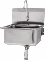 SANI-LAV - 19" Long x 16" Wide Inside, 1 Compartment, Grade 304 Stainless Steel Hands Free Hand Sink - 18 Gauge, 21" Long x 20" Wide x 24" High Outside, 10" Deep - Benchmark Tooling