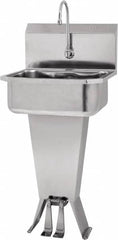 SANI-LAV - 17" Long x 14" Wide Inside, 1 Compartment, Grade 304 Stainless Steel Hands Free Hand Sink - 18 Gauge, 19" Long x 18" Wide x 46" High Outside, 7" Deep - Benchmark Tooling