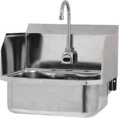 SANI-LAV - 17" Long x 14" Wide Inside, 1 Compartment, Grade 304 Stainless Steel Hands Free Hand Sink - 18 Gauge, 19" Long x 18" Wide x 21" High Outside, 7" Deep - Benchmark Tooling