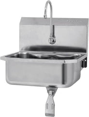 SANI-LAV - 17" Long x 14" Wide Inside, 1 Compartment, Grade 304 Stainless Steel Hands Free Hand Sink - 18 Gauge, 19" Long x 18" Wide x 21" High Outside, 7" Deep - Benchmark Tooling