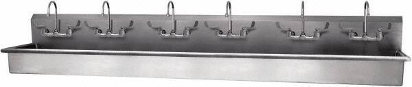 SANI-LAV - 117" Long x 16-1/2" Wide Inside, 1 Compartment, Grade 304 Stainless Steel Hand Sink - 16 Gauge, 120" Long x 20" Wide x 18" High Outside, 8" Deep - Benchmark Tooling