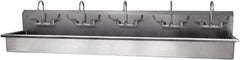 SANI-LAV - 97" Long x 16-1/2" Wide Inside, 1 Compartment, Grade 304 Stainless Steel Hand Sink-Wall Mount - 16 Gauge, 100" Long x 20" Wide x 18" High Outside, 8" Deep - Benchmark Tooling