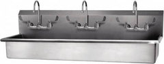 SANI-LAV - 57" Long x 16-1/2" Wide Inside, 1 Compartment, Grade 304 Stainless Steel Hand Sink-Wall Mount - 16 Gauge, 60" Long x 20" Wide x 18" High Outside, 8" Deep - Benchmark Tooling