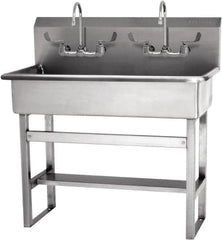 SANI-LAV - 37" Long x 16-1/2" Wide Inside, 1 Compartment, Grade 304 Stainless Steel Hands Free Hand Sink - 16 Gauge, 40" Long x 20" Wide x 45" High Outside, 8" Deep - Benchmark Tooling