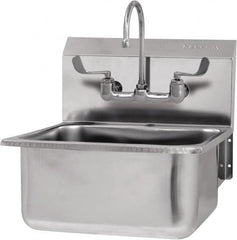 SANI-LAV - 19" Long x 16" Wide Inside, 1 Compartment, Grade 304 Stainless Steel Hand Sink-Wall Mount - 18 Gauge, 21" Long x 20" Wide x 24" High Outside, 10" Deep - Benchmark Tooling