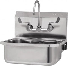 SANI-LAV - 17" Long x 14" Wide Inside, 1 Compartment, Grade 304 Stainless Steel Hand Sink-Wall Mount - 18 Gauge, 19" Long x 18" Wide x 21" High Outside, 7" Deep - Benchmark Tooling