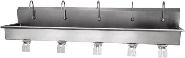 SANI-LAV - 97" Long x 16-1/2" Wide Inside, 1 Compartment, Grade 304 Stainless Steel Hands Free Hand Sink - 16 Gauge, 100" Long x 20" Wide x 18" High Outside, 8" Deep - Benchmark Tooling