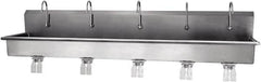 SANI-LAV - 97" Long x 16-1/2" Wide Inside, 1 Compartment, Grade 304 Stainless Steel Hands Free Hand Sink - 16 Gauge, 100" Long x 20" Wide x 18" High Outside, 8" Deep - Benchmark Tooling