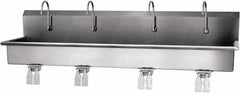 SANI-LAV - 77" Long x 16-1/2" Wide Inside, 1 Compartment, Grade 304 Stainless Steel Hands Free Hand Sink - 16 Gauge, 80" Long x 20" Wide x 18" High Outside, 8" Deep - Benchmark Tooling