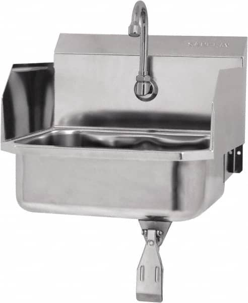 SANI-LAV - 14" Long x 11" Wide Inside, 1 Compartment, Grade 304 Stainless Steel Hands Free Hand Sink - 18 Gauge, 16" Long x 15-1/4" Wide x 16" High Outside, 5" Deep - Benchmark Tooling