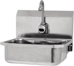 SANI-LAV - 14" Long x 11" Wide Inside, 1 Compartment, Grade 304 Stainless Steel Hands Free Hand Sink - 18 Gauge, 16" Long x 15-1/4" Wide x 16" High Outside, 5" Deep - Benchmark Tooling