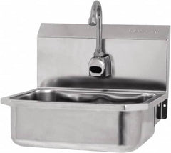 SANI-LAV - 14" Long x 11" Wide Inside, 1 Compartment, Grade 304 Stainless Steel Hands Free Hand Sink - 18 Gauge, 16" Long x 15-1/4" Wide x 16" High Outside, 5" Deep - Benchmark Tooling