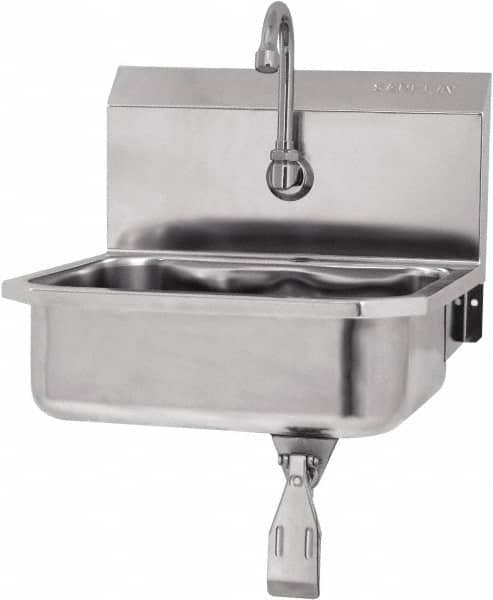SANI-LAV - 14" Long x 11" Wide Inside, 1 Compartment, Grade 304 Stainless Steel Hands Free Hand Sink - 18 Gauge, 16" Long x 15-1/4" Wide x 16" High Outside, 5" Deep - Benchmark Tooling