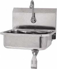 SANI-LAV - 14" Long x 11" Wide Inside, 1 Compartment, Grade 304 Stainless Steel Hands Free Hand Sink - 18 Gauge, 16" Long x 15-1/4" Wide x 16" High Outside, 5" Deep - Benchmark Tooling