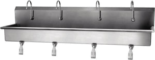 SANI-LAV - 77" Long x 16-1/2" Wide Inside, 1 Compartment, Grade 304 Stainless Steel Hands Free Hand Sink - 16 Gauge, 80" Long x 20" Wide x 18" High Outside, 8" Deep - Benchmark Tooling