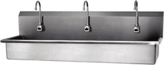 SANI-LAV - 57" Long x 16-1/2" Wide Inside, 1 Compartment, Grade 304 Stainless Steel Hands Free Hand Sink - 16 Gauge, 60" Long x 20" Wide x 18" High Outside, 8" Deep - Benchmark Tooling