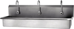 SANI-LAV - 57" Long x 16-1/2" Wide Inside, 1 Compartment, Grade 304 Stainless Steel Hands Free Hand Sink - 16 Gauge, 60" Long x 20" Wide x 18" High Outside, 8" Deep - Benchmark Tooling