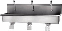 SANI-LAV - 57" Long x 16-1/2" Wide Inside, 1 Compartment, Grade 304 Stainless Steel Hands Free Hand Sink - 16 Gauge, 60" Long x 20" Wide x 18" High Outside, 8" Deep - Benchmark Tooling