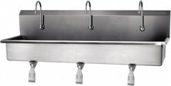 SANI-LAV - 57" Long x 16-1/2" Wide Inside, 1 Compartment, Grade 304 Stainless Steel Hands Free Hand Sink - 16 Gauge, 60" Long x 20" Wide x 18" High Outside, 8" Deep - Benchmark Tooling