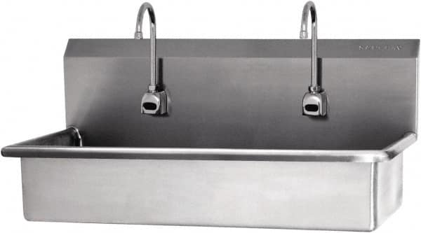 SANI-LAV - 37" Long x 16-1/2" Wide Inside, 1 Compartment, Grade 304 Stainless Steel Hands Free Hand Sink - 16 Gauge, 40" Long x 20" Wide x 18" High Outside, 8" Deep - Benchmark Tooling