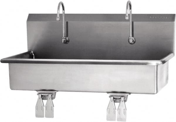 SANI-LAV - 37" Long x 16-1/2" Wide Inside, 1 Compartment, Grade 304 Stainless Steel Hands Free Hand Sink - 16 Gauge, 40" Long x 20" Wide x 18" High Outside, 8" Deep - Benchmark Tooling