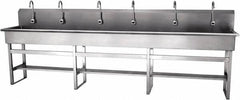 SANI-LAV - 117" Long x 16-1/2" Wide Inside, 1 Compartment, Grade 304 Stainless Steel Hands Free Hand Sink - 16 Gauge, 120" Long x 20" Wide x 45" High Outside, 8" Deep - Benchmark Tooling