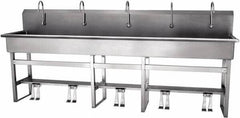 SANI-LAV - 97" Long x 16-1/2" Wide Inside, 1 Compartment, Grade 304 Stainless Steel Hands Free Hand Sink - 16 Gauge, 100" Long x 20" Wide x 45" High Outside, 8" Deep - Benchmark Tooling