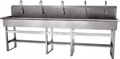 SANI-LAV - 97" Long x 16-1/2" Wide Inside, 1 Compartment, Grade 304 Stainless Steel Hands Free Hand Sink - 16 Gauge, 100" Long x 20" Wide x 45" High Outside, 8" Deep - Benchmark Tooling