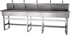SANI-LAV - 97" Long x 16-1/2" Wide Inside, 1 Compartment, Grade 304 Stainless Steel Hands Free Hand Sink - 16 Gauge, 100" Long x 20" Wide x 45" High Outside, 8" Deep - Benchmark Tooling