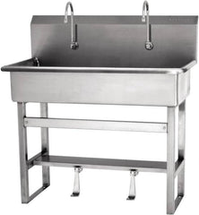 SANI-LAV - 37" Long x 16-1/2" Wide Inside, 1 Compartment, Grade 304 Stainless Steel Hands Free Hand Sink - 16 Gauge, 40" Long x 20" Wide x 45" High Outside, 8" Deep - Benchmark Tooling