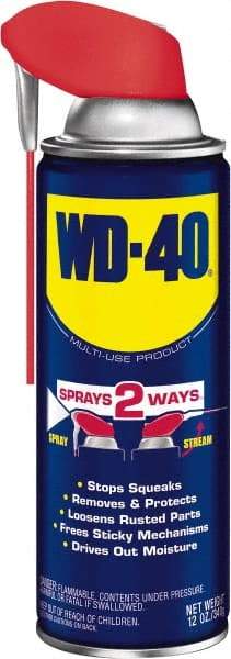 WD-40 - 12 oz Multi-Use Product with Smart Straw, Sprays 2 Ways - Multi-Purpose Lubricant: Stop Squeaks, Removes & Protects, Loosens Rusted Parts, Free Sticky Mechanisms, Drives Out Moisture - Benchmark Tooling