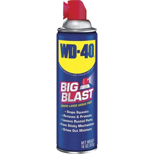 WD-40 - 18 oz Multi-Use Product with Big-Blast Spray - Liquid, Stop Squeaks, Removes & Protects, Loosens Rusted Parts, Free Sticky Mechanisms, Drives Out Moisture - Benchmark Tooling