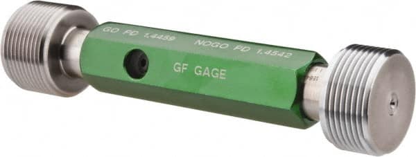 GF Gage - 1-1/2 - 12, Class 2B, Double End Plug Thread Go/No Go Gage - Hardened Tool Steel, Size 5 Handle Included - Benchmark Tooling