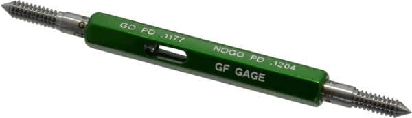 GF Gage - #6-32, Class 3B, Double End Plug Thread Go/No Go Gage - Hardened Tool Steel, Size 00 Handle Included - Benchmark Tooling