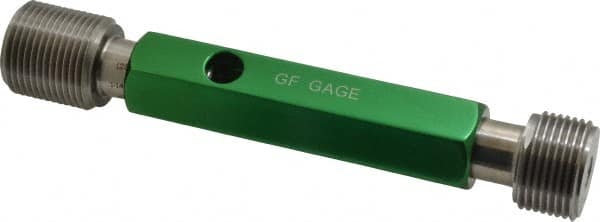 GF Gage - 1-14, Class 3B, Double End Plug Thread Go/No Go Gage - Hardened Tool Steel, Size 4 Handle Included - Benchmark Tooling