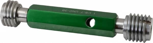 GF Gage - 1-1/8 - 7, Class 3B, Double End Plug Thread Go/No Go Gage - Hardened Tool Steel, Size 4 Handle Included - Benchmark Tooling