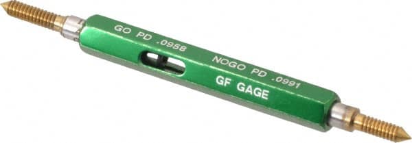 GF Gage - #4-40, Class 2B, Double End Plug Thread Go/No Go Gage - High Speed Steel, Size 00 Handle Included - Benchmark Tooling