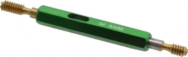 GF Gage - #10-24, Class 3B, Double End Plug Thread Go/No Go Gage - High Speed Steel, Size 0 Handle Included - Benchmark Tooling