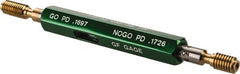 GF Gage - #10-32, Class 3B, Double End Plug Thread Go/No Go Gage - High Speed Steel, Size 0 Handle Included - Benchmark Tooling