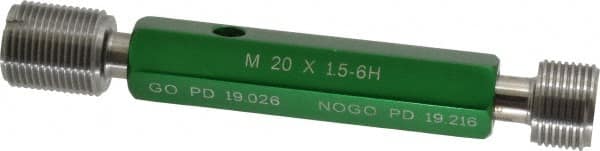 GF Gage - M20x1.50, Class 6H, Double End Plug Thread Go/No Go Gage - Hardened Tool Steel, Size 4 Handle Included - Benchmark Tooling