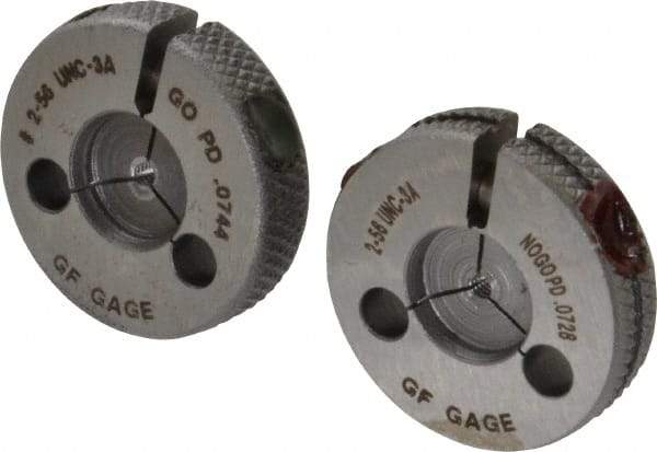 GF Gage - 2-56 Go/No Go Double Ring Thread Gage - Class 3A - Benchmark Tooling