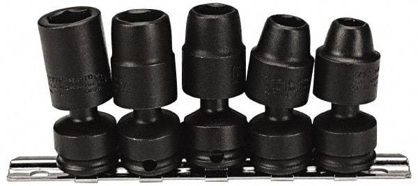 Proto - 5 Piece 3/8" Drive Impact Socket Set - 6 Points, 3/8" to 5/8" Range, Inch Measurement Standard - Benchmark Tooling