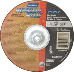 Norton - 30 Grit, 9" Wheel Diam, 1/8" Wheel Thickness, Type 27 Depressed Center Wheel - Ceramic, 6,600 Max RPM, Compatible with Angle Grinder - Benchmark Tooling