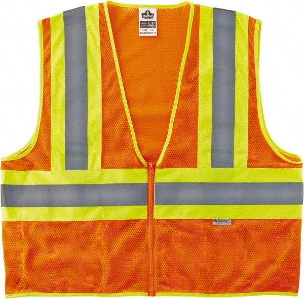 Ergodyne - Size 2X/3XL High Visibility Orange Mesh General Purpose Vest - 52 to 58" Chest, ANSI/ISEA 107, Zipper Closure, 1 Pocket, Polyester - Benchmark Tooling